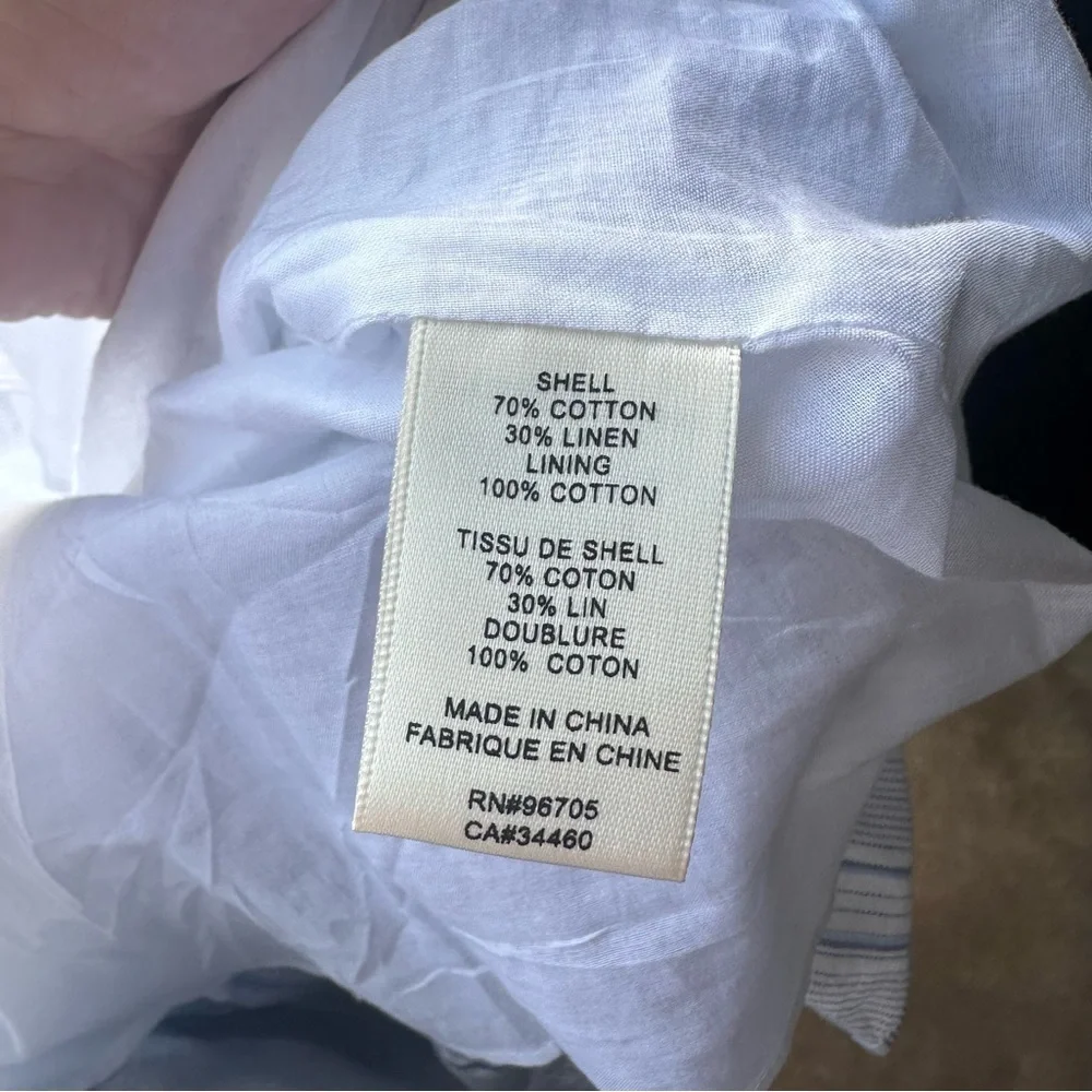 NWT Rebecca Taylor Striped Linen Halter Neck Size S Blue & White Mid Thigh Dress - Picture 14 of 16